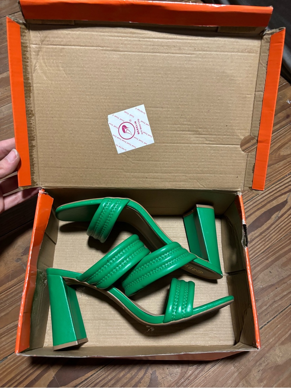 Rouge Helium Green Triple-Strap Block Heel Sandals - Women